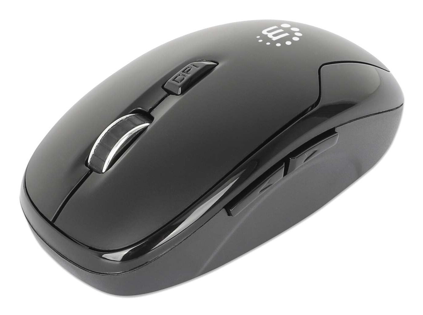 Manhattan Nanorreceptor USB-A, seis botones con rueda de desplazamiento, 800/1200/1600 ppp, contorno agradable para la muñeca, negro