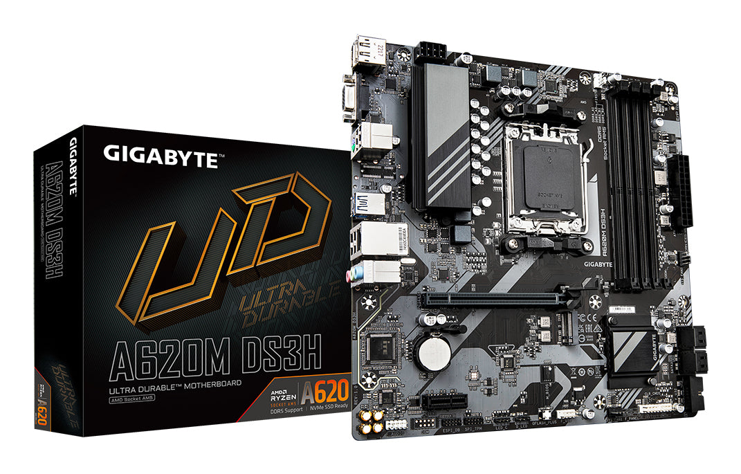 TARJETA MADRE GIGABYTE A620M DS3H / AMD SOCKET AM5 / DDR5 / DP / HDMI / MICRO ATX / GAMA BASICA