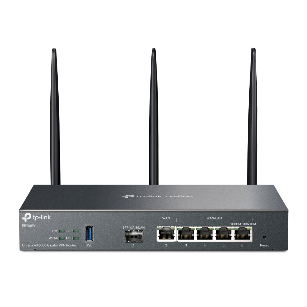Router Omada VPN / SDN Multi-WAN Gigabit / 1 Puerto WAN SFP Gigabit / 1 Puerto WAN RJ45 Gigabit / 2 Puertos LAN RJ45 Gigabit / 2 Puertos Configurables LAN/WAN / 150,000 Sesiones Concurrentes / Administración Centralizada Omada o Stand-Alone
