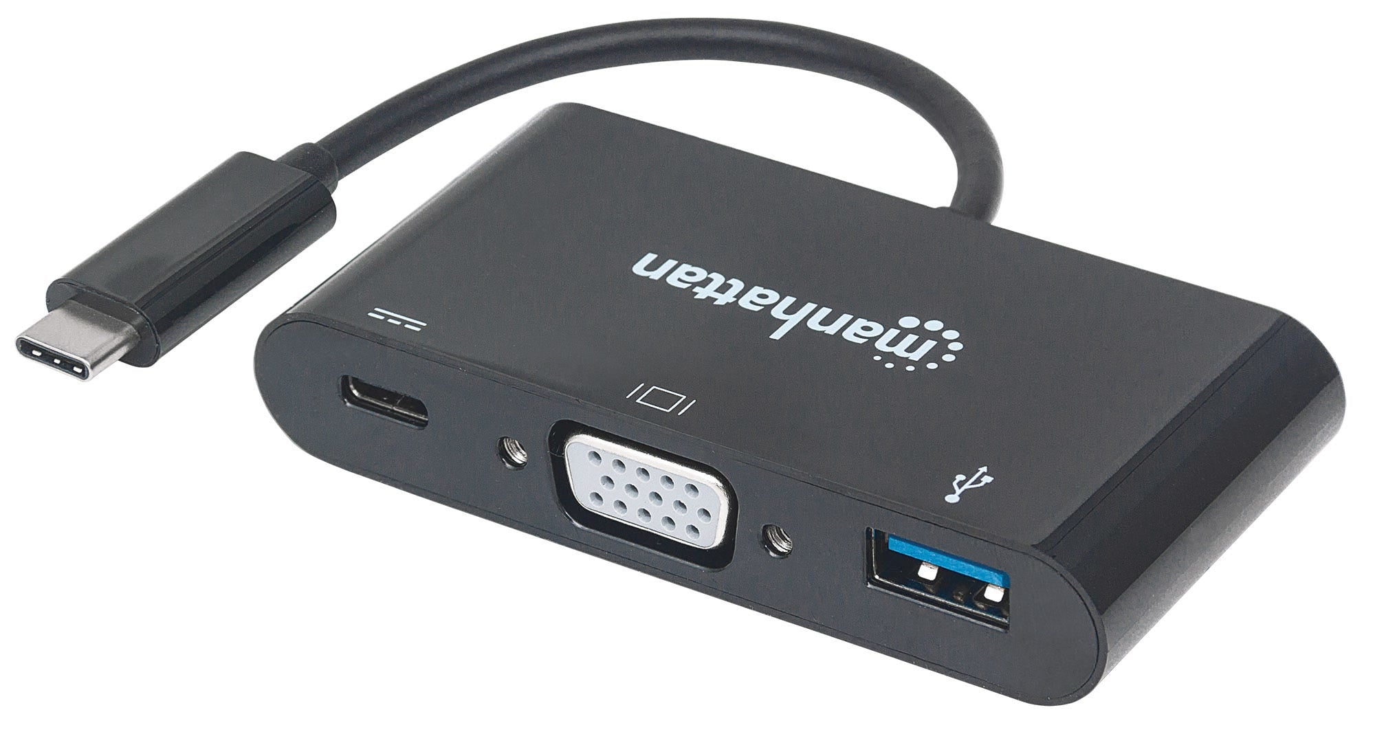 Manhattan Docking USB-C to VGA SuperSpeed Multiport Converter Black