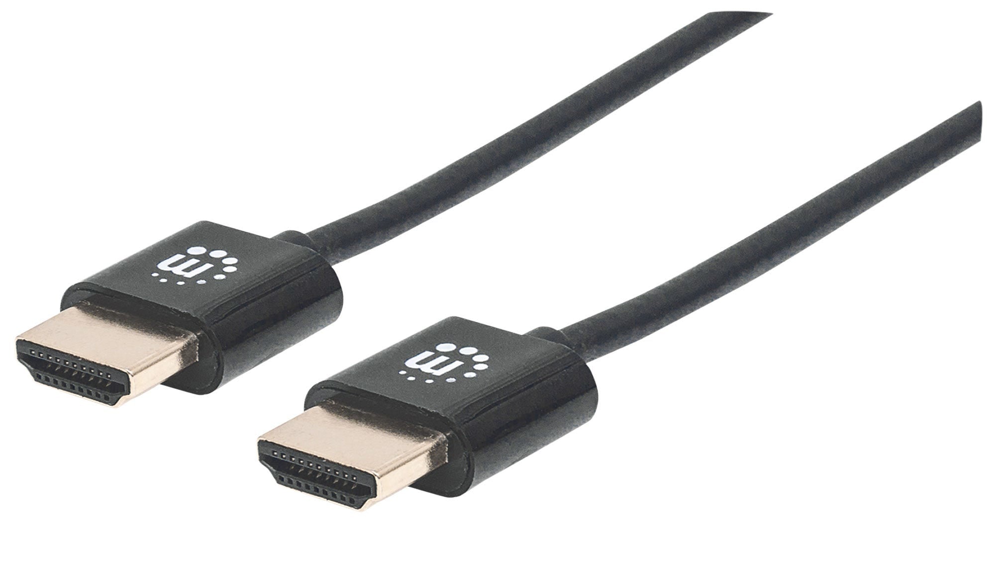 Manhattan HDMI Male-to-Male Ultra-Slim High-Speed Cable with Ethernet, 1.8m, Black