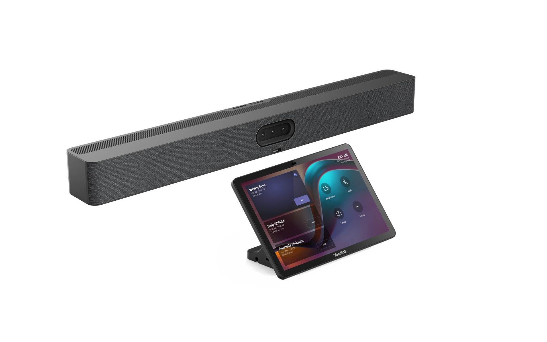 Barra de Videoconferencia Yealink A50 con IA y Consola Táctil CTP25, Todo en Uno para Salas Medianas y Grandes con Seguimiento Automático del Hablante