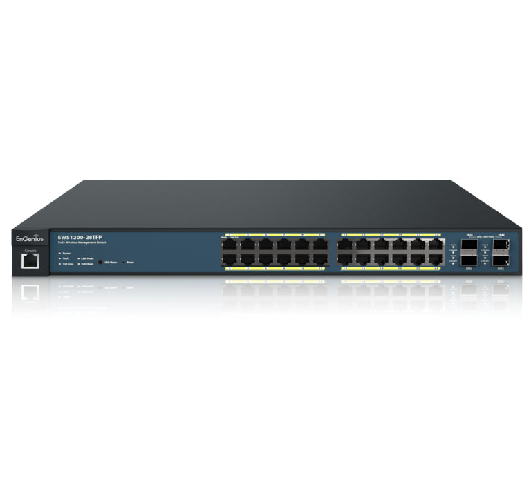 Switch PoE Administrable  de 24 Puertos Gigabit, 4 Puertos SFP, Soporta Hasta 410 W con Opción de Controlador para Serie Neutron y Enturbo.