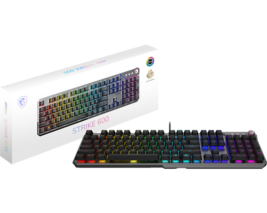 MSI STRIKE 600 SILEN teclado Juego USB QWERTY Inglés de EE.UU. Negro