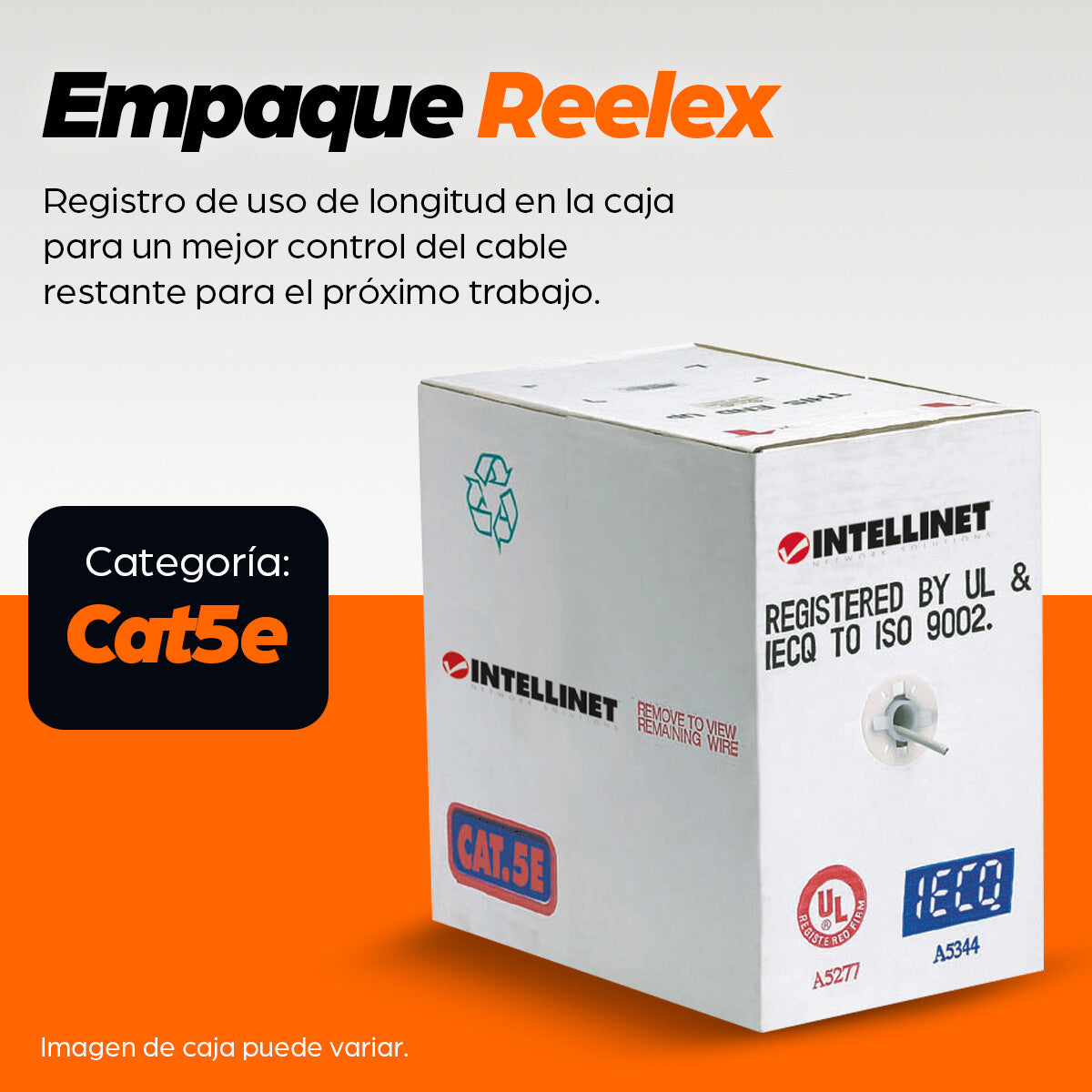 Intellinet Bobina de cable UTP Cat5E CCA, Sólida, 305 m, PYME
