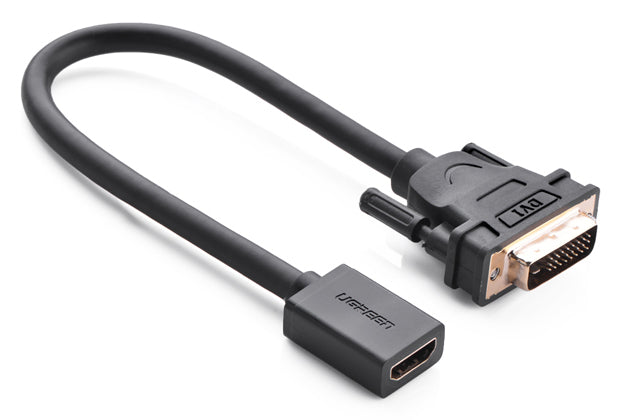 Convertidor DVI Macho a HDMI Hembra | Bidireccional | DVI 24+1 | 1080P@60Hz | Cable de 22 cm (8.66 Pulgadas) | Negro