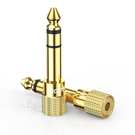 Adaptador (Convertidor) de Audio 3.5mm Hembra a 6.5mm Macho / Plug & Play / Superficie de Rosca Antideslizante / Calidad de sonido sin pérdidas