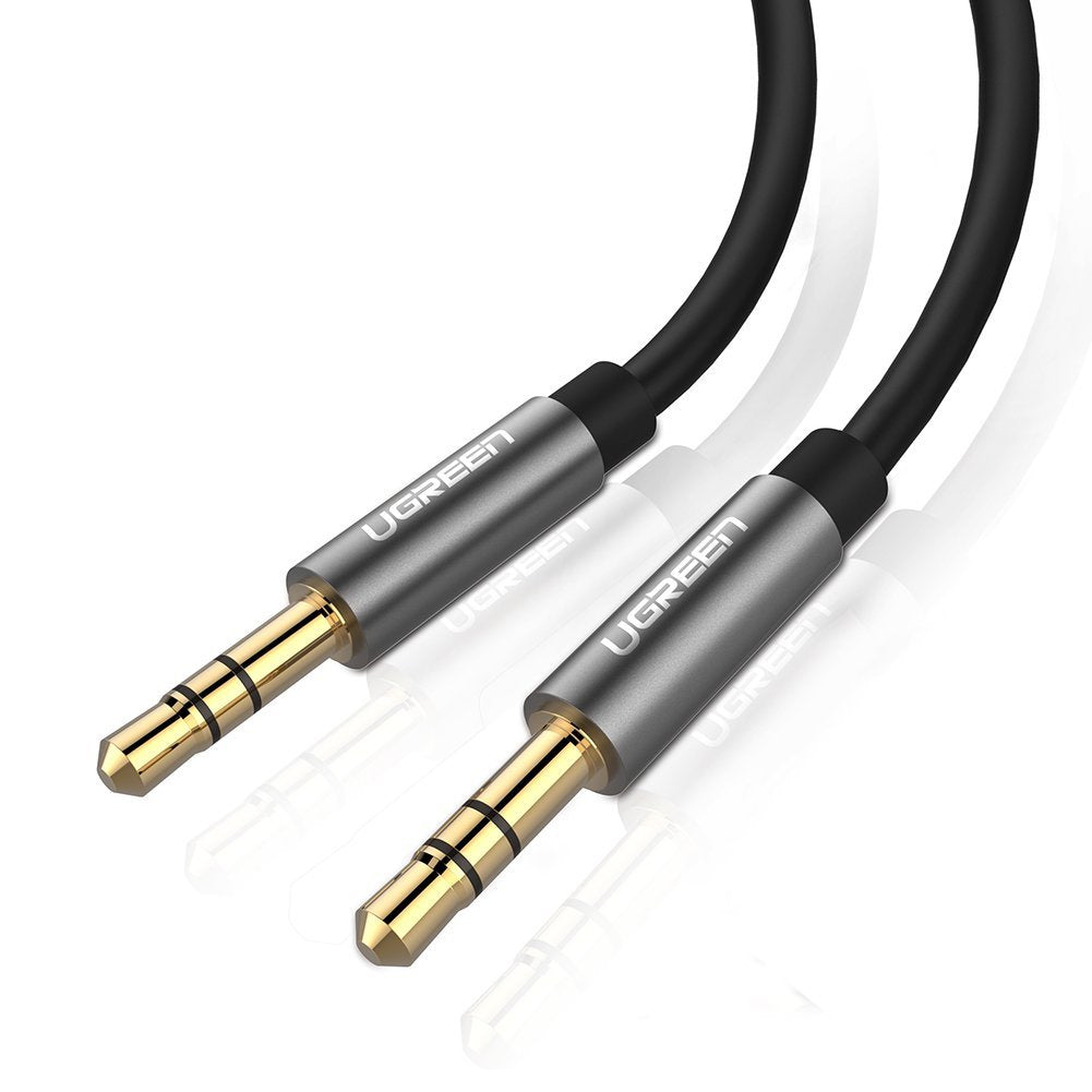 Cable Auxiliar 5 Metros / Conector 3.5mm a 3.5mm / Macho a Macho / Cubierta de TPE / Carcasa de Aluminio / Color Negro
