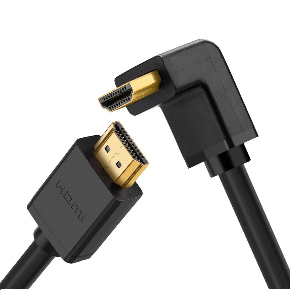 Cable HDMI 2.0 en Ángulo de 90° / 3 Metros (9.84 Pies) / 4K@60Hz / HDR / 3D / HEC (Canal Ethernet HDMI) / ARC (Canal de Retorno de Audio) / CEC / 32 Canales de Audio / HDCP 2.2 / Dolby Atmos / 18 Gbps / Blindaje Múltiple