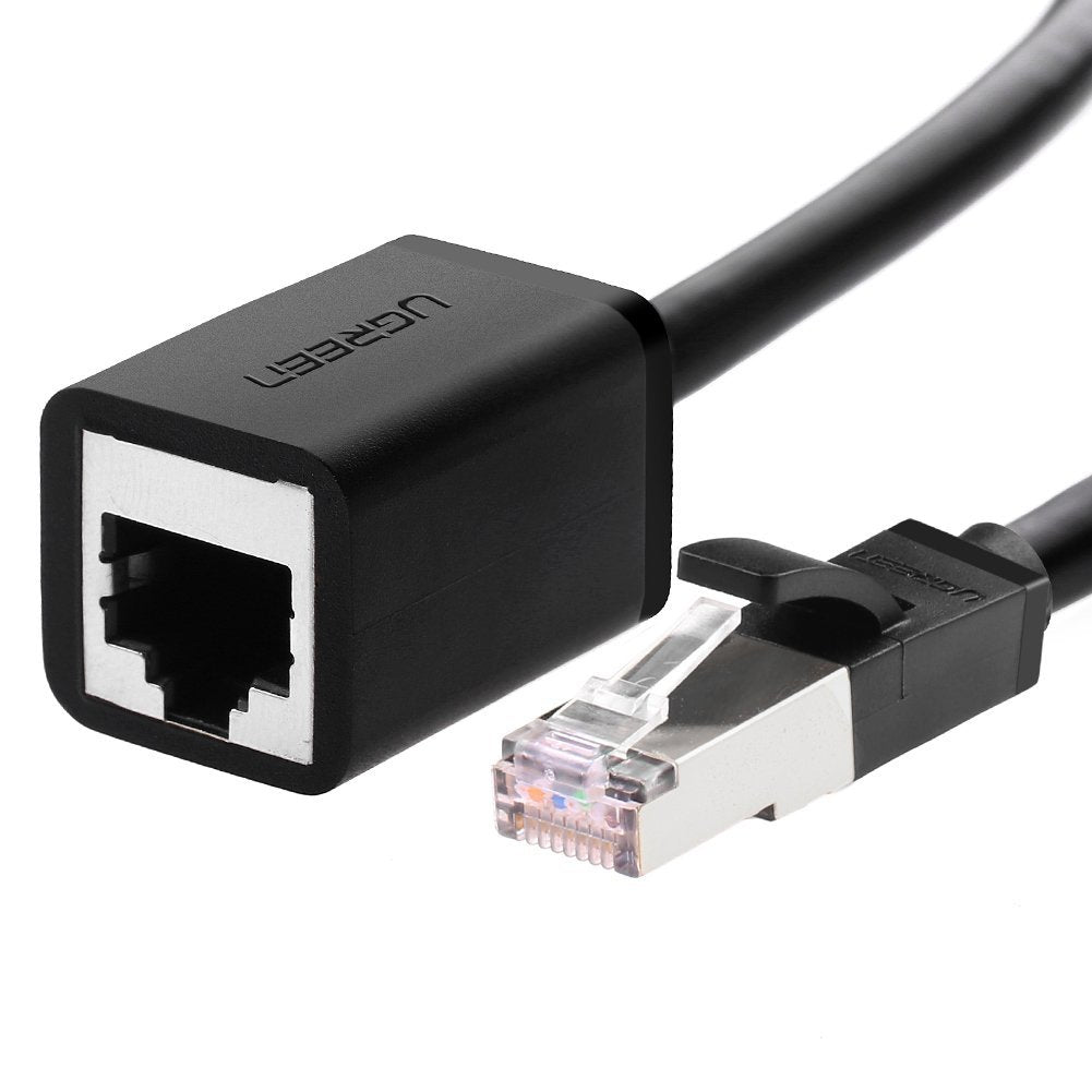 Cable de Extensión Cat6 RJ45 F/UTP / Macho a Hembra / 1m / Método de conexión 568B / Velocidad de transmisión 1000Mbps / Ancho de banda del canal 250MHz /Caja de Cobre / Negro