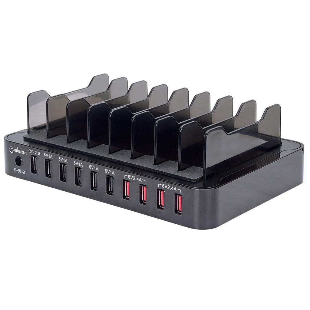Manhattan 10-Port USB Charging Station with Quick Charge, Black