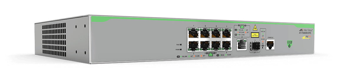 Layer 3 Lite Managed Access Switch, 8x 10/100T PoE, 1x SFP uplink, US Power Cord.