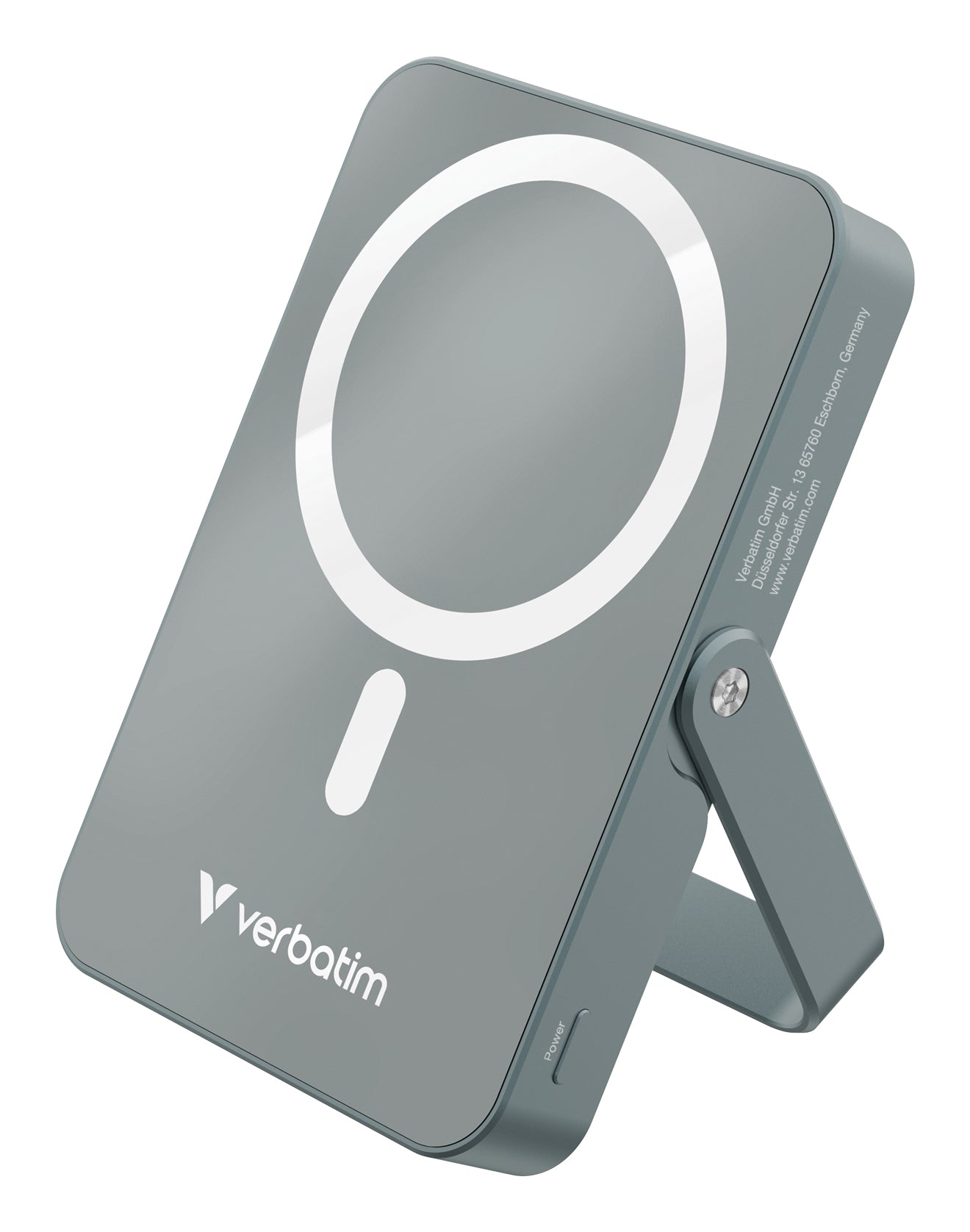 Cargador Magnético Verbatim con carga inalámbrica de vidrio con soporte de 10 000 mah color Gris