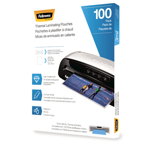 Fellowes Thermal Laminating Pouch Letter Size 3 mil (100 count)