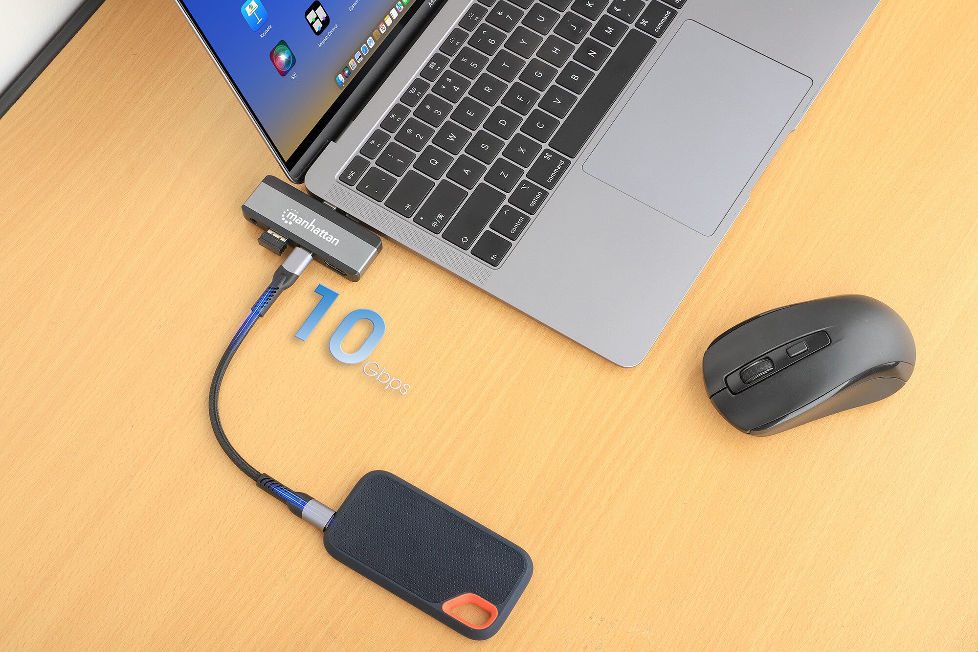 Manhattan 190404 base para laptop o replicador de puertos Alámbrico USB 3.2 Gen 2 (3.1 Gen 2) Type-C Gris