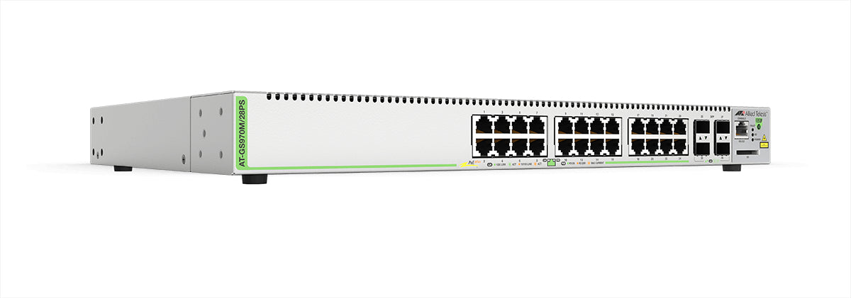 Switch PoE+ Administrable CentreCOM GS970M, Capa 3 de 24 Puertos 10/100/1000 Mbps + 4 SFP Gigabit, 370 W