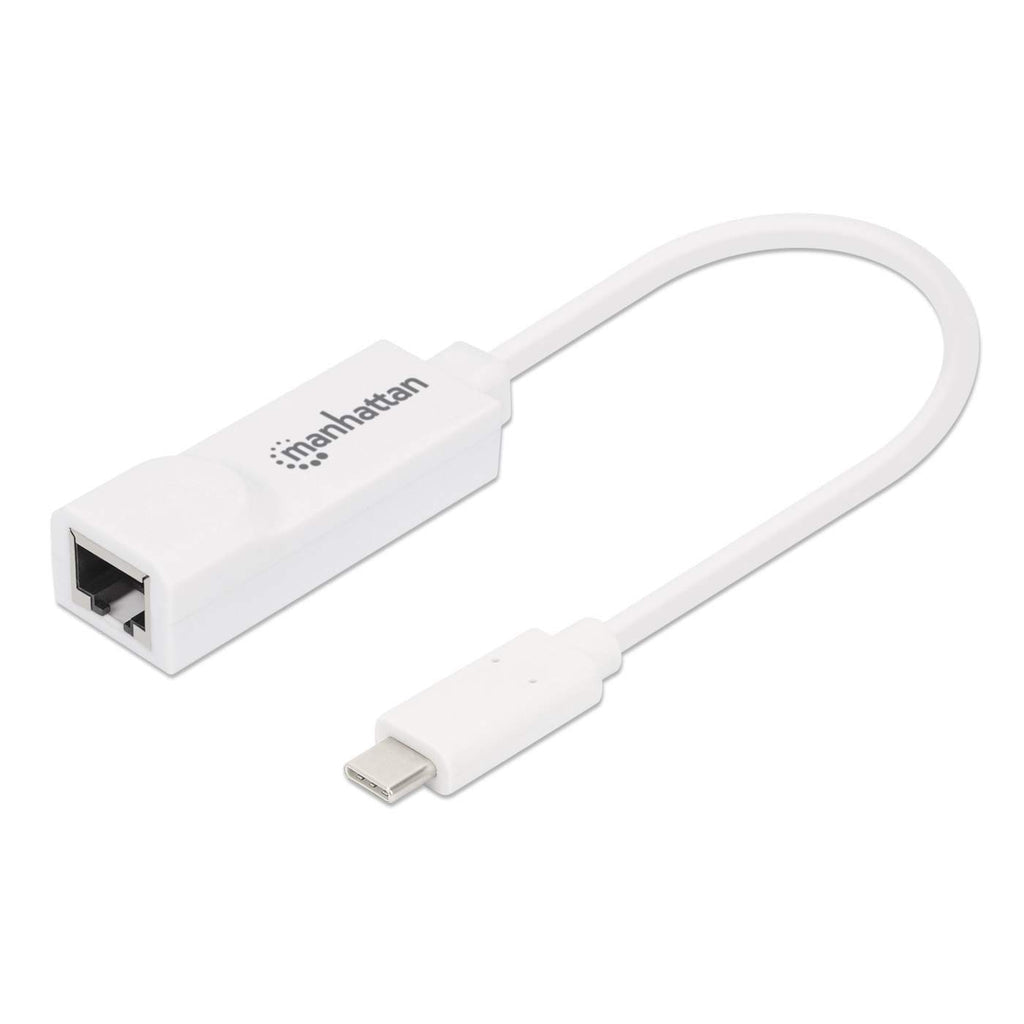 Manhattan USB C 3.1 to Gigabit Ethernet 10/100/1000 Mbps Adapter White