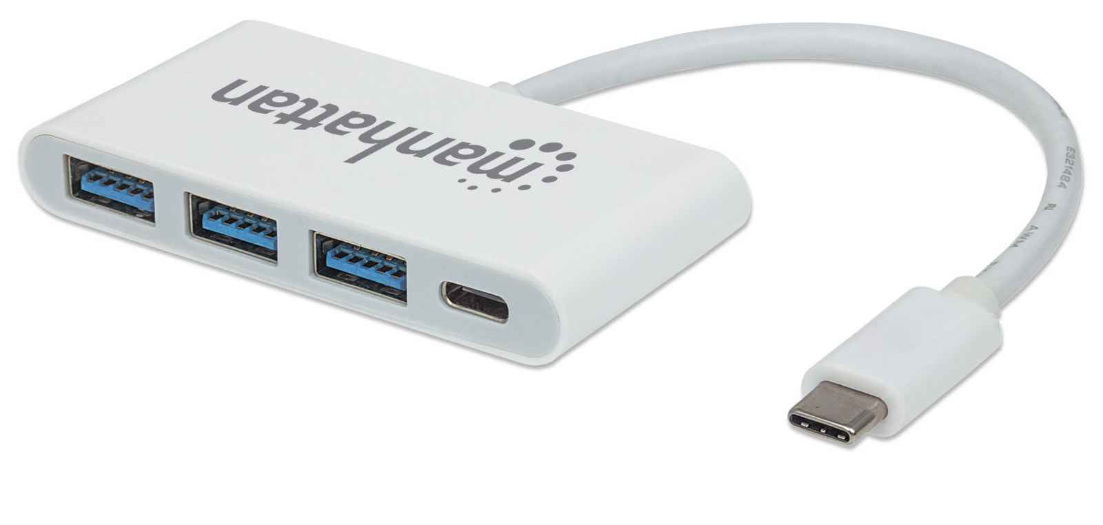 Manhattan 3-Port USB 3.2 Gen1 Hub with Power Delivery, White