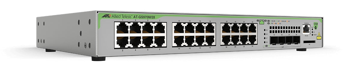 Switch Administrable CentreCOM GS970M, Capa 3 de 24 Puertos 10/100/1000 Mbps + 4 SFP Gigabit
