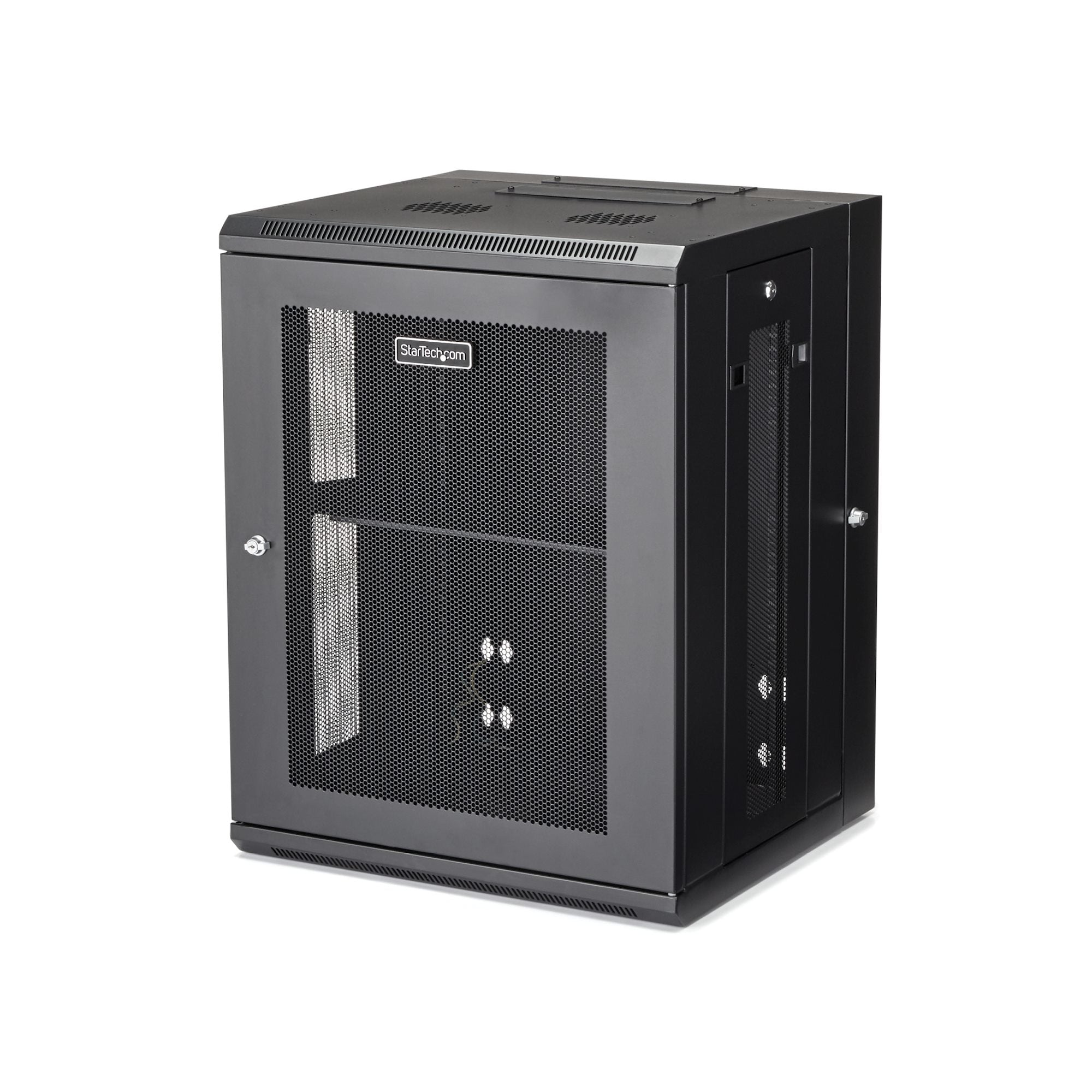GABINETE RACK DE PARED PARA SERVIDORES 15U 19 4 POSTES Y ESTANTE 1U - RACK DE SERVIDORES DE MONTAJE EN PARED CON BISAGRA - RACK VENTILADO PARA EQUIPO DE RED STARTECH