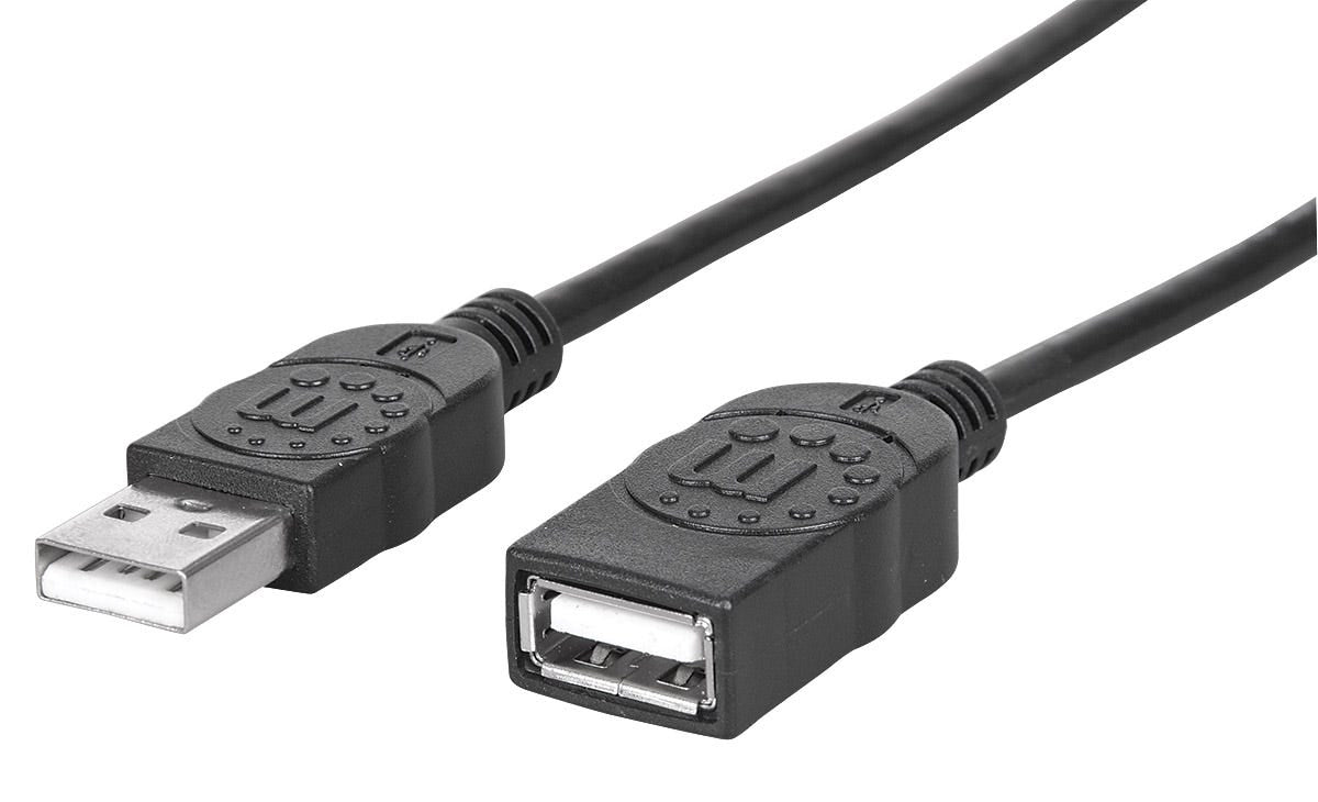 Manhattan USB 2.0 A Male to A Female Extension Cable 0.9m Black