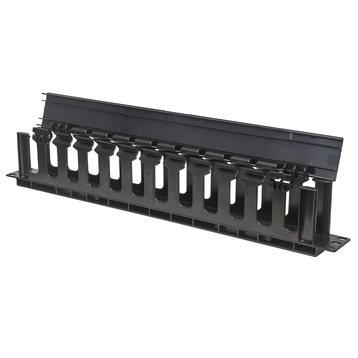 Intellinet 19" 1U Horizontal Plastic Cable Organizer, Black