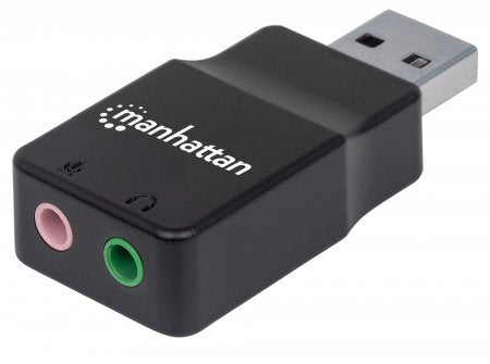 Manhattan USB High-Speed Stereo Sound Adapter to 3.5mm Ports, Black