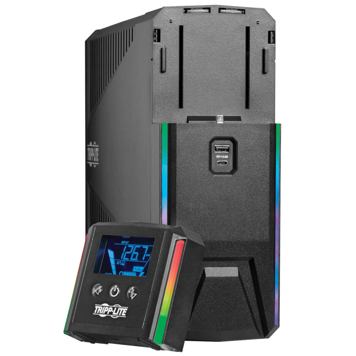 Tripp Lite SMART1200PSGLCD Respaldo por Batería del UPS para Juegos con Onda Sinusoidal Pura de 1200VA 720W 120V - LCD, AVR, LEDs RGB, Carga USB, Ahorrador de Energía
