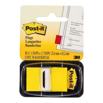 3M 680 Post-it Flags, Yellow, 12 Pads of 50 Sheets Each