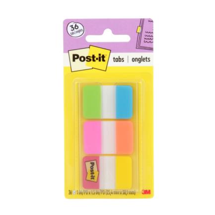 3M Rigid Adhesive Flags Bright Colors 2.5x3.8cm Pk/36 Tabs