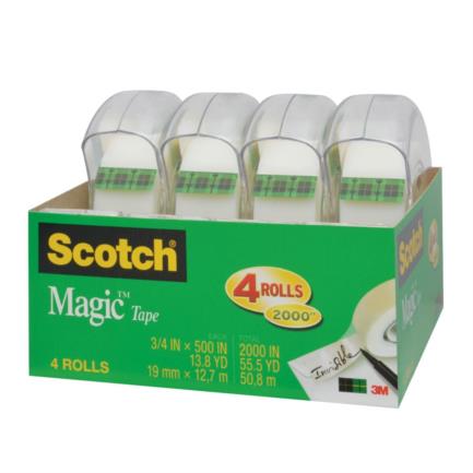 3M Scotch Tape 0.019X12.7 Mts W/Dispenser Pk/4