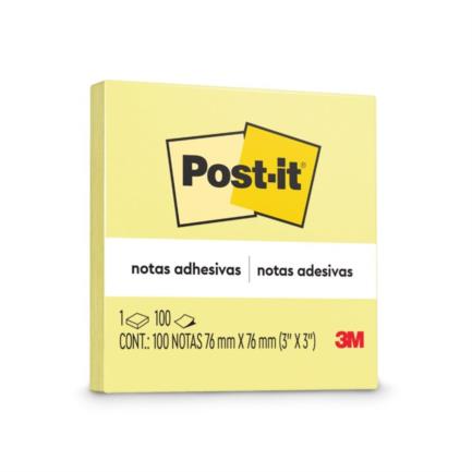 3M Post-It Notes 654 3x3 Yellow 100 Sheets Pk/12