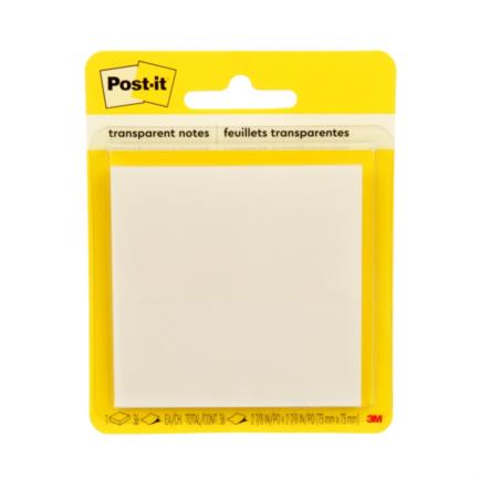 3M Post-it Transparent Sticky Notes 2.8x2.8" 1 Block with 36 Sheets Blister Pack