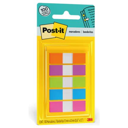 3M Post-it Flags 683-5CB Self-Adhesive Neon 12mmx43mm 5 Pads of 20 Flags