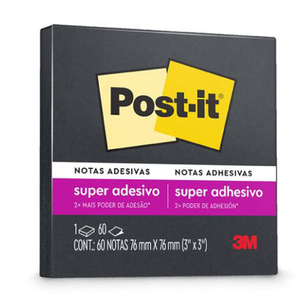 3M Post-it 3x3 Sticky Notes, 60 Sheets, Black with Super Sticky Adhesive