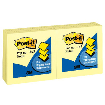 3M Post-it Pop-Up Notes Yellow 3x3 Pack of 5 Pads of 100 Sheets