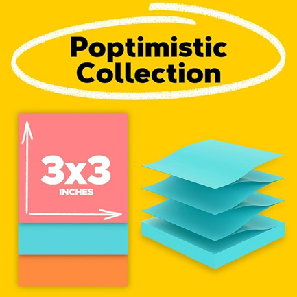 3M Post-it Pop-up Notes Capetown Color 3x3in Pk/5-100 /500 Sheets