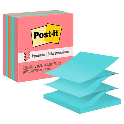3M Post-it Pop-up Notes Capetown Color 3x3in Pk/5-100 /500 Sheets