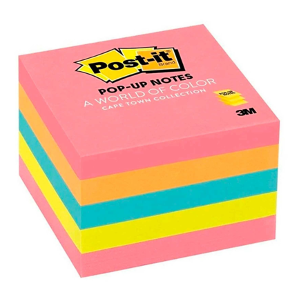 3M Post-it Pop-up Notes Capetown Color 3x3in Pk/5-100 /500 Sheets