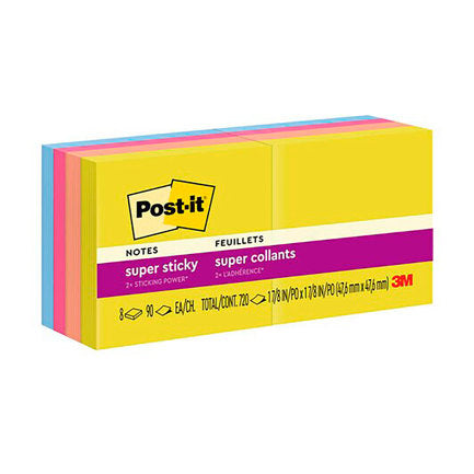 3M Post-it Super Sticky Notes 2x2 in (5x5 cm) 90 sheets/pad 8 pads/pack