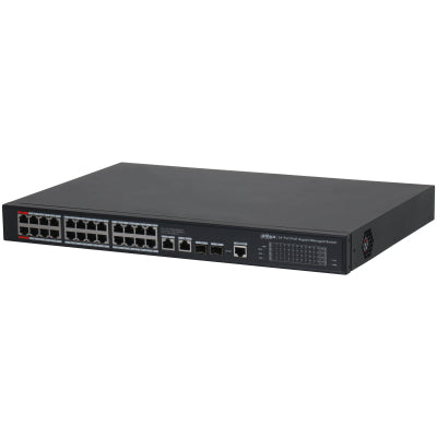 SWITCH/ DAHUA/ DH-S4228-24GT-360/ GIGABIT 24 PUERTOS ADMINISTRABLE/ CAPA 2/ 2 PUERTOS HI-POE/ REDUNDANCIA DE RED: STP/ RSTP/ TRANSMISION DE LARGA DISTANCIA DE 250 M/ 56 GBPS/ POE