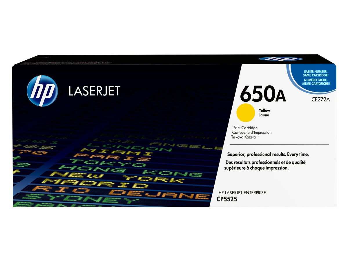 HP Cartucho original de tóner amarillo 650A LaserJet