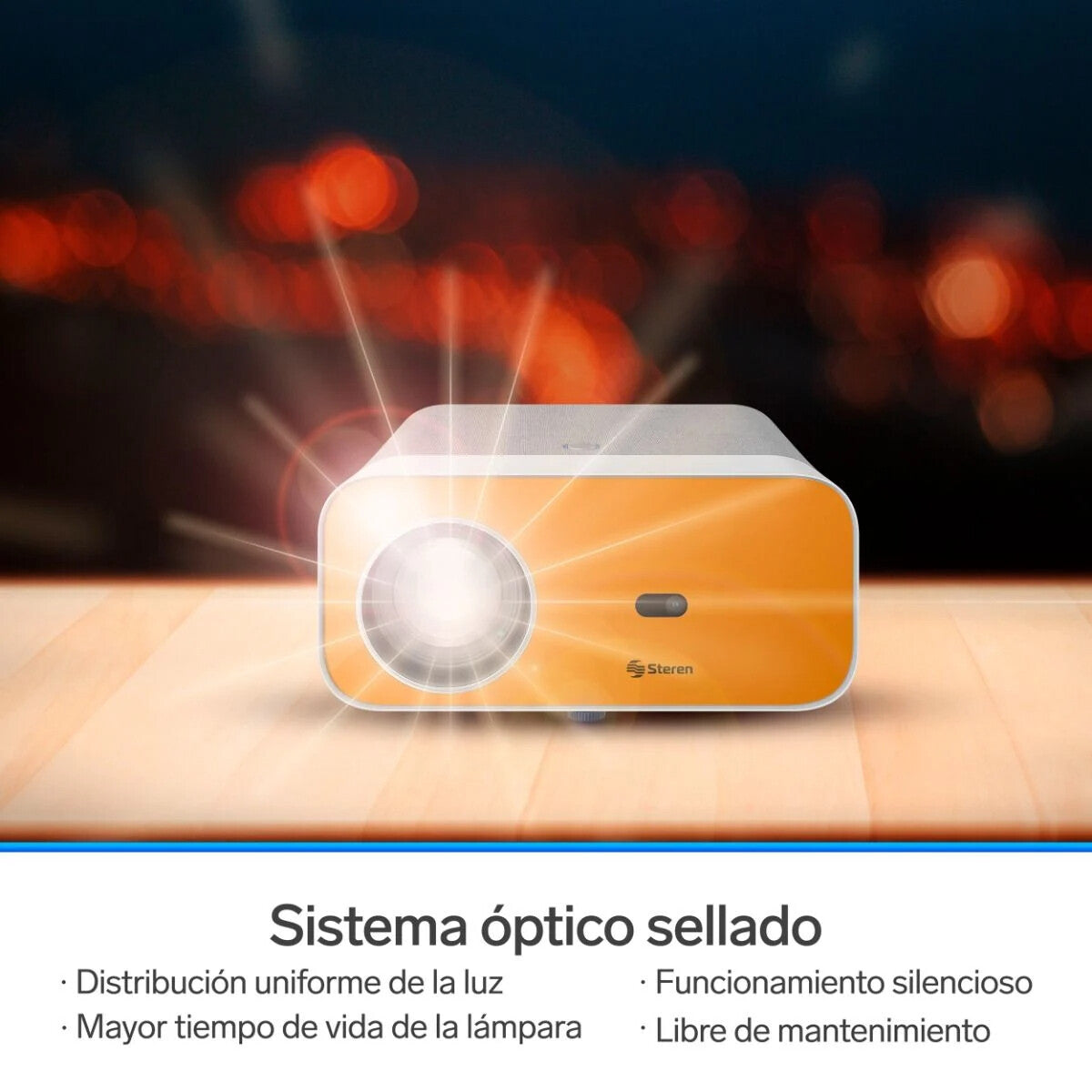 Steren PRO-4000 video proyector Proyector de alcance estándar 300 lúmenes ANSI 1080p (1920x1080) Gris, Naranja, Blanco