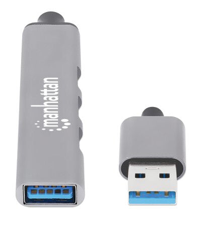 Manhattan 168427 nodo concentrador USB 3.2 Gen 1 (3.1 Gen 1) Type-A 5000 Mbit/s Gris