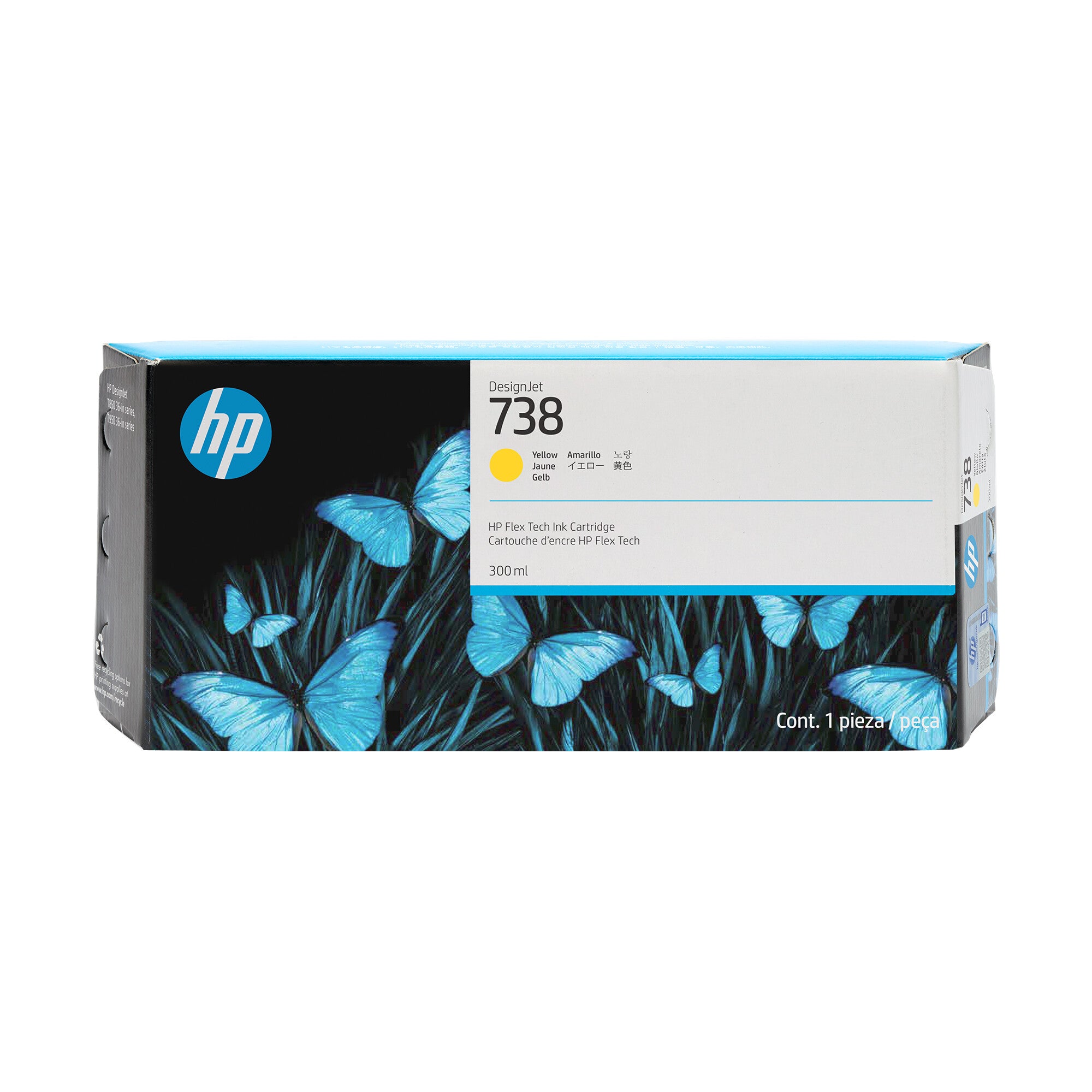 HP Cartucho de tinta 738 de 300 ml, amarillo