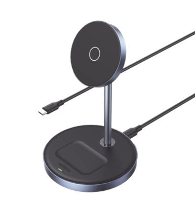 Soporte de Carga Inalámbrica | 3 en 1 | Compatible con MagSafe | Perfecto para iPhone y  AirPods | Carga Rápida Adaptativa /Simultanea | Múltiples Protecciones | Luz Indicadora LED | Aleación de Aluminio | Incluye Cable