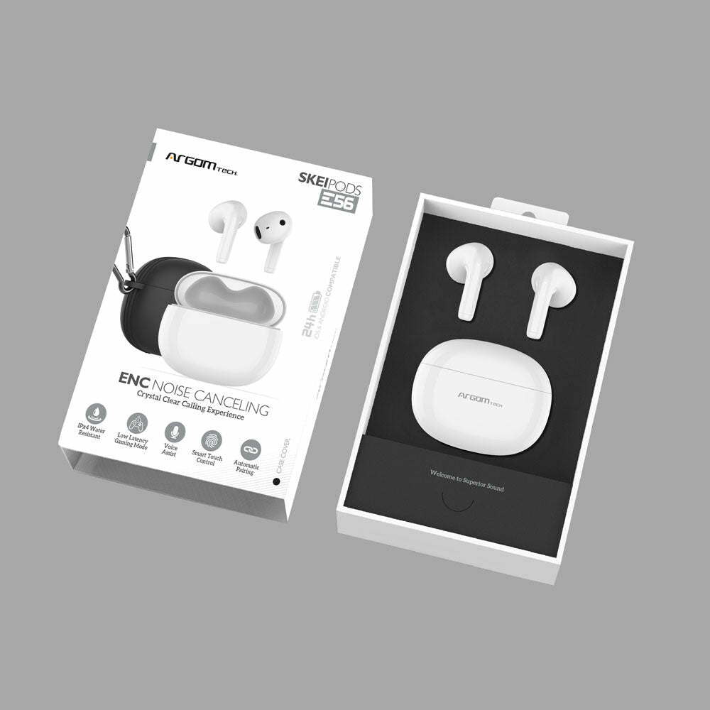ArgomTech SkeiPods E56 Auriculares True Wireless Stereo (TWS) Intra auditivo Llamadas/Música/Deportes/Diario USB Tipo C Bluetooth Blanco