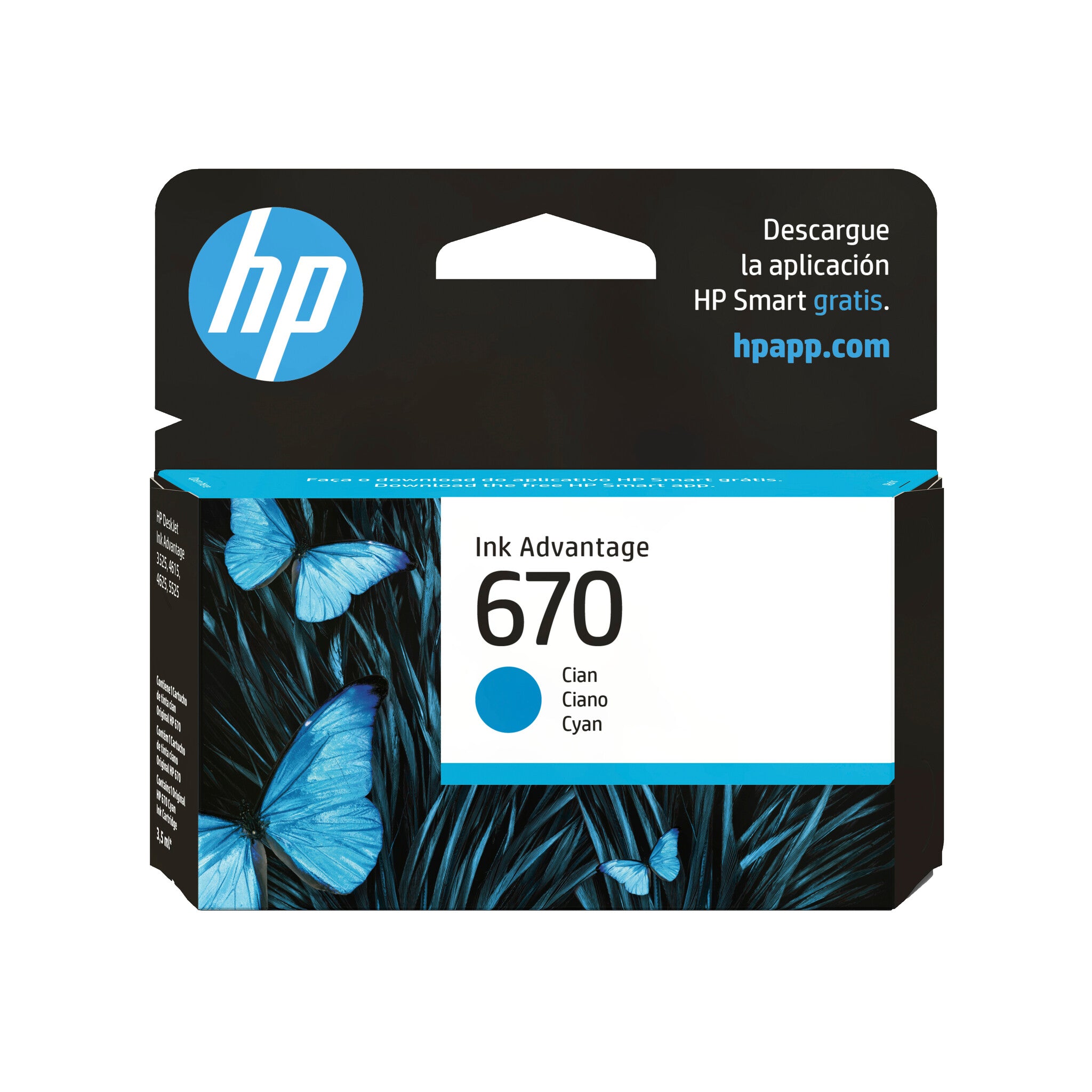 HP Cartucho original de tinta cian 670 Advantage