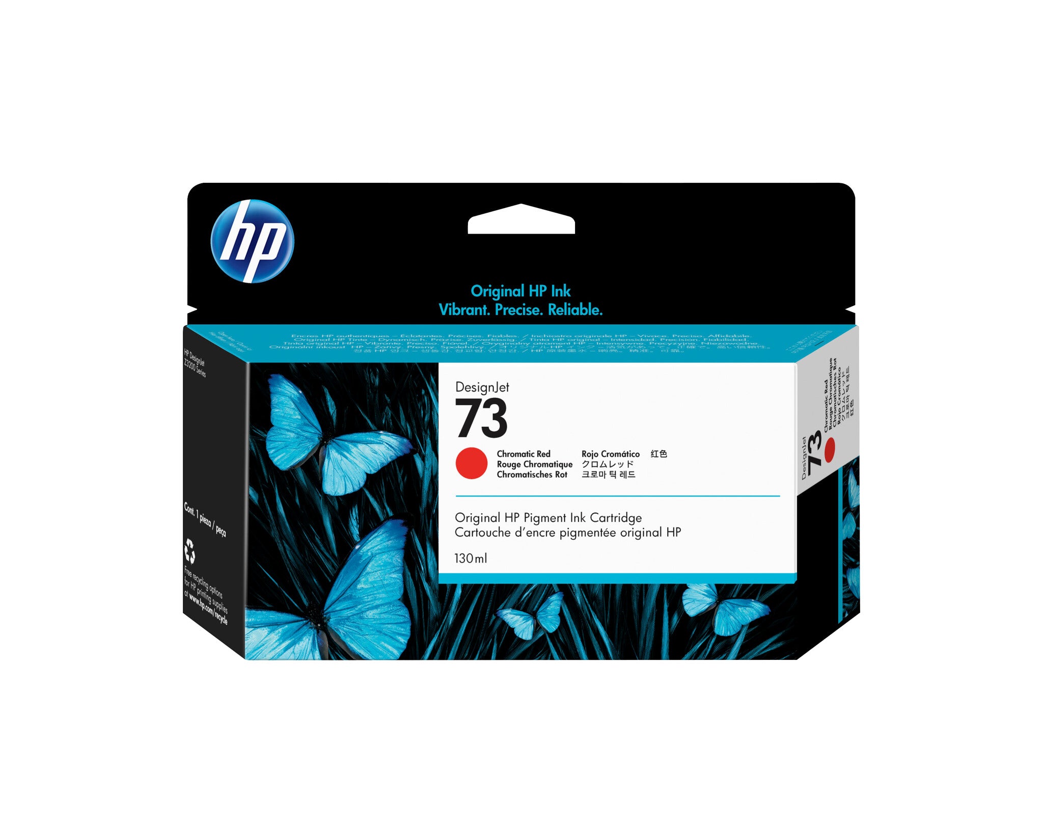 HP Cartucho de tinta DesignJet 73 de 130 ml, rojo cromático