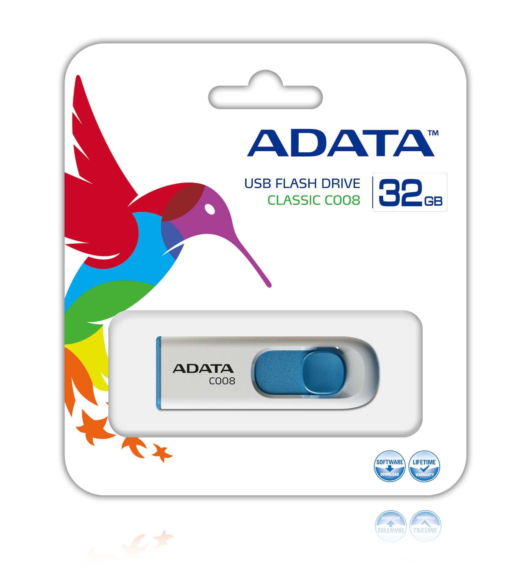 ADATA 32GB C008 unidad flash USB USB tipo A 2.0 Azul, Blanco